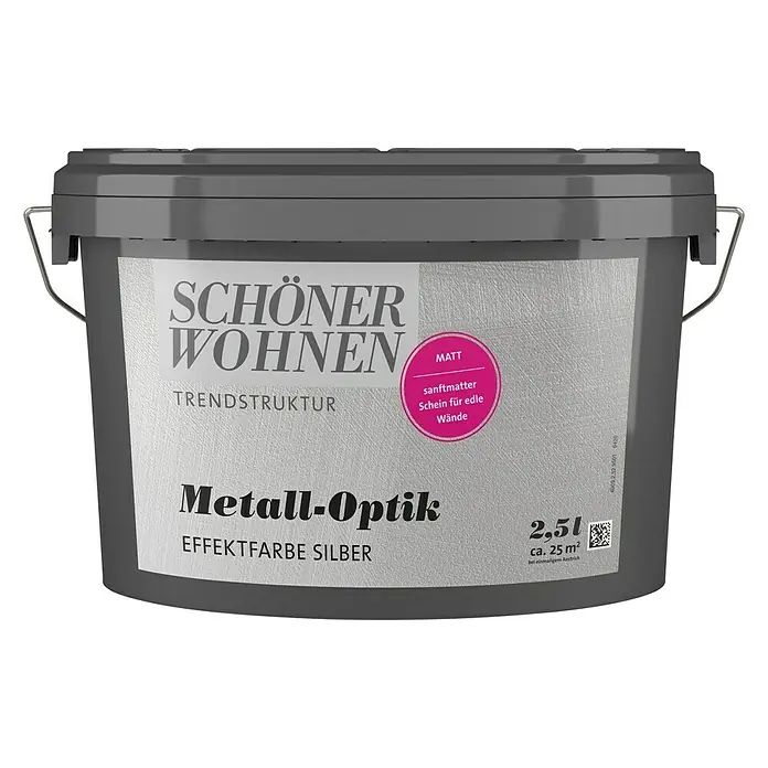 SCHÖNER WOHNEN-Farbe Trendstruktur Effektfarbe - Metalloptik, Silber, 2,5 l, Matt - Vorderansicht