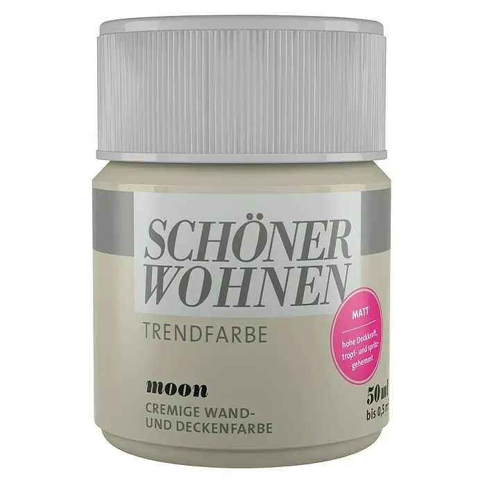 SCHÖNER WOHNEN-Farbe Wandfarbe Trendfarbe Tester - Moon, 50 ml, Matt - Vorderansicht