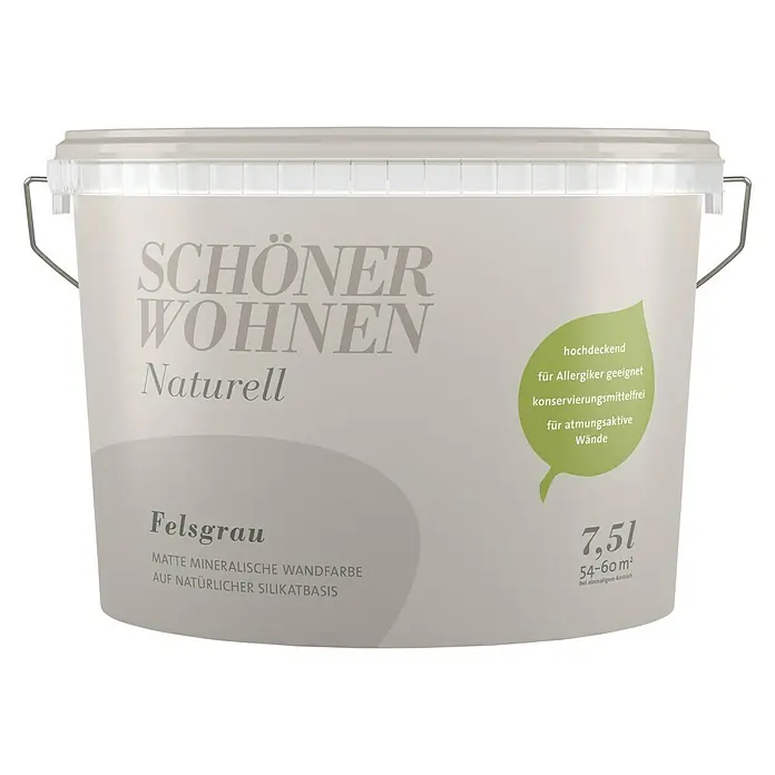 SCHÖNER WOHNEN-Farbe Wandfarbe Naturell - Felsgrau, 7,5 l, Matt - Vorderansicht