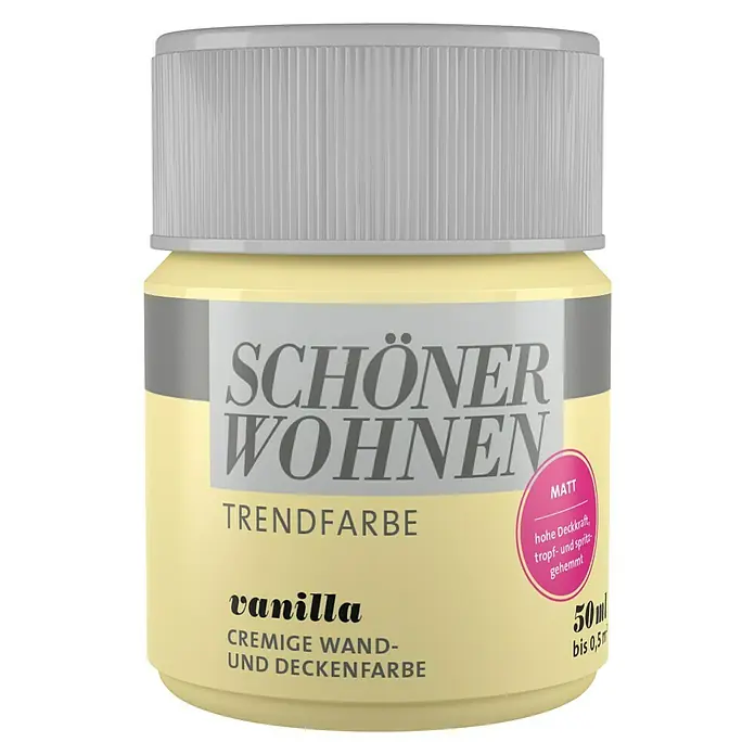 SCHÖNER WOHNEN-Farbe Wandfarbe Trendfarbe Tester - Vanilla, 50 ml, Matt - Vorderansicht