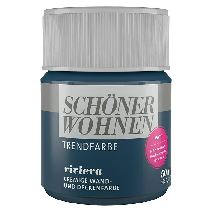 SCHÖNER WOHNEN-Farbe Wandfarbe Trendfarbe Tester - Riviera, 50 ml, Matt - Vorderansicht