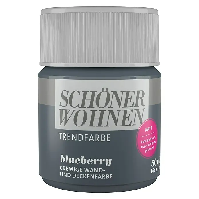 SCHÖNER WOHNEN-Farbe Wandfarbe Trendfarbe Tester - Blueberry, 50 ml, Matt - Vorderansicht