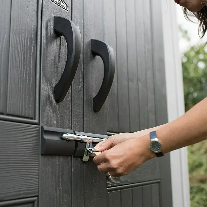 Lifetime Gerätehaus Stella - 213 cm, 228 cm, Kunststoff, Dunkelgrau - Detailaufnahme
