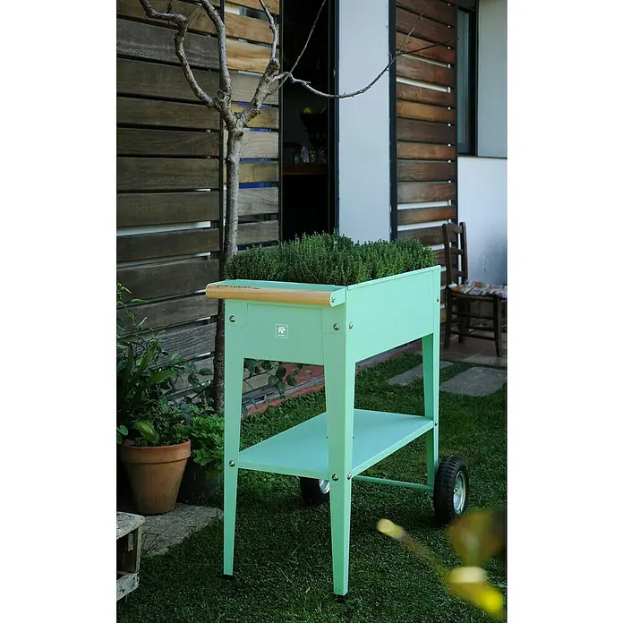 Kräuterhochbeet - L x B x H: 85 x 50 x 80 cm, Mintgrün - Stimmungsaufnahme