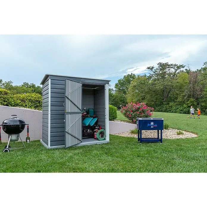 Spacemaker Gerätehaus 6x4 - 203 cm, 116 cm, Stahl, Charcoalgrau, Creme - Stimmungsaufnahme