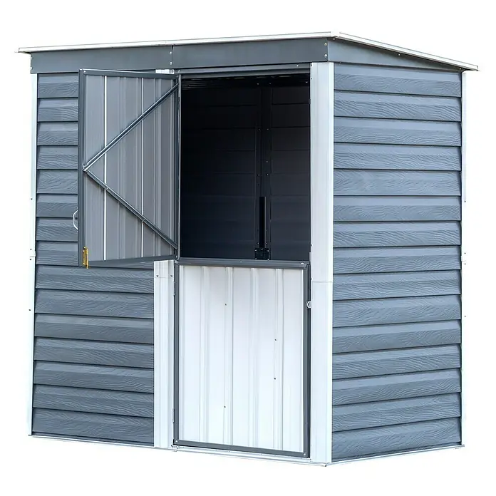 Spacemaker Gerätehaus 6x4 - 203 cm, 116 cm, Stahl, Charcoalgrau, Creme - Diagonale Ansicht