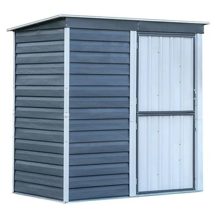 Spacemaker Gerätehaus 6x4 - 203 cm, 116 cm, Stahl, Charcoalgrau, Creme - Diagonale Ansicht