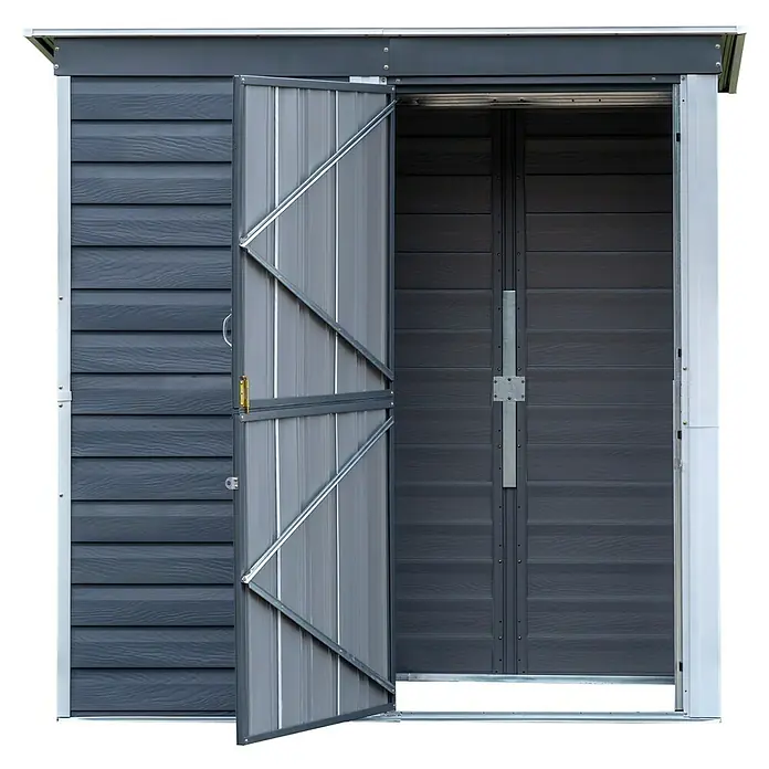 Spacemaker Gerätehaus 6x4 - 203 cm, 116 cm, Stahl, Charcoalgrau, Creme - Vorderansicht