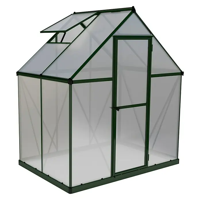 Palram – Canopia Gewächshaus Mythos 6x4 - 126 x 185 x 208 cm, Grün - Diagonale Ansicht