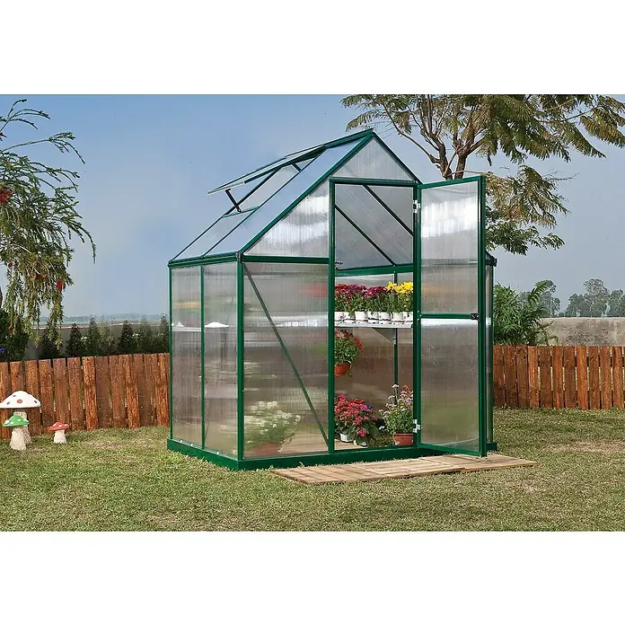 Palram – Canopia Gewächshaus Mythos 6x4 - 126 x 185 x 208 cm, Grün - Stimmungsaufnahme