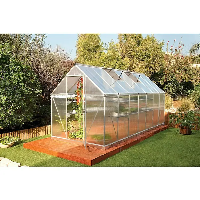 Palram – Canopia Gewächshaus Mythos - 208 x 185 x 426 cm, Polycarbonat, Silber - Stimmungsaufnahme