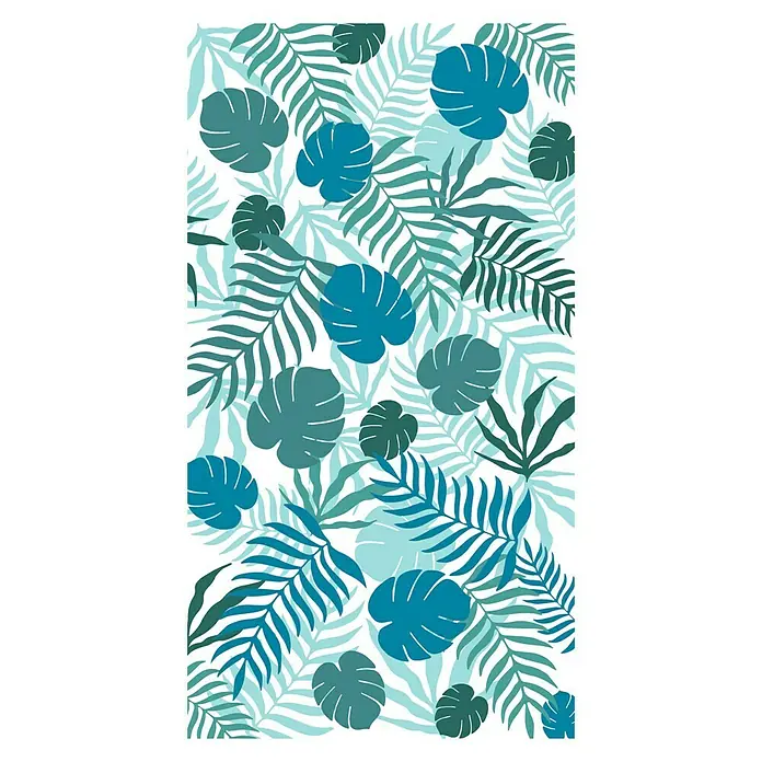 Vénilia Vinylteppich Venisol - Exotische Blätter, Blau/Grün, 120 x 65 cm - Ansicht von oben