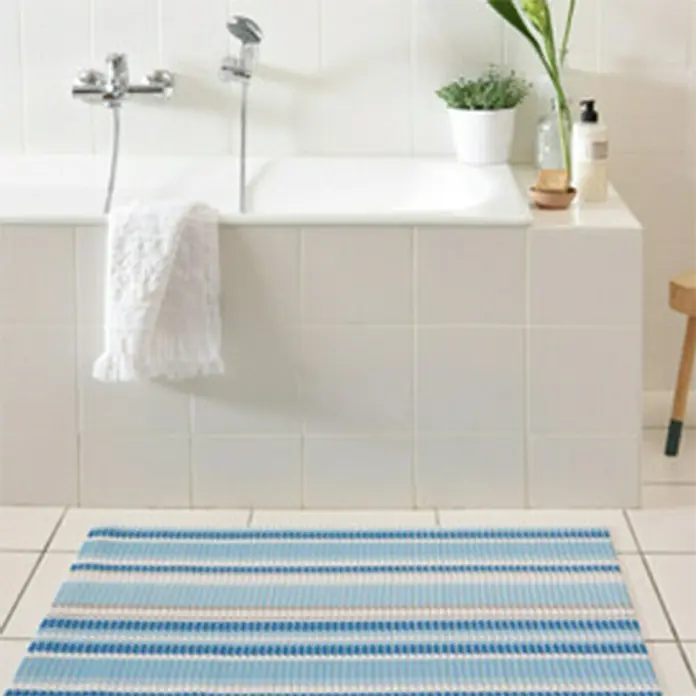 Vénilia Bodenmatte Venisoft - L x B: 200 x 65 cm, Blau/Weiß/Taupe, Gestreift - Anwendungsbeispiel