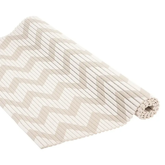 Vénilia Bodenmatte Venisoft - L x B: 200 x 65 cm, Taupe/Weiß, Fischgräten-Muster - Diagonale Ansicht