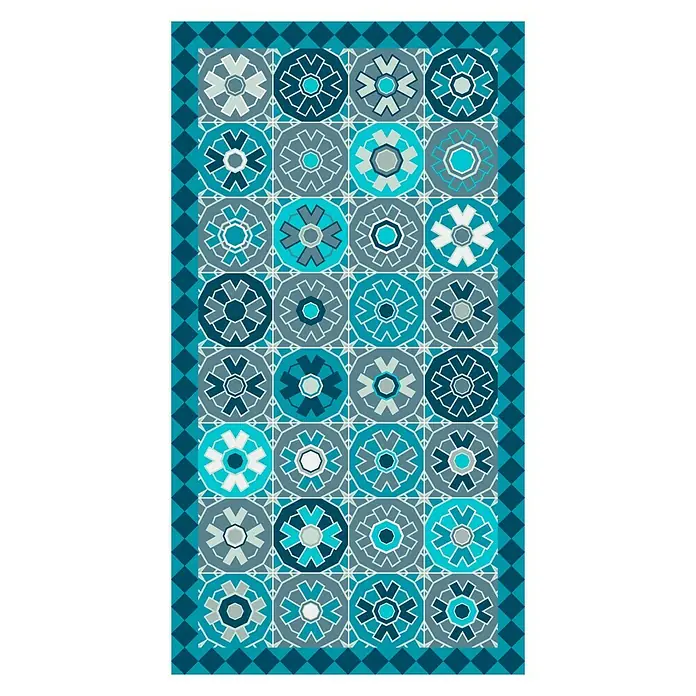 Vénilia Vinylteppich Venisol - Blaue Kacheln, Blau/Grün, 120 x 65 cm - Ansicht von oben