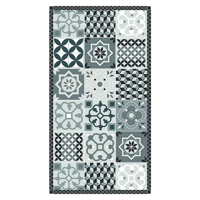 Vénilia Vinylteppich Venisol - Graue Kacheln, Blau/Grün, 120 x 65 cm - Ansicht von oben