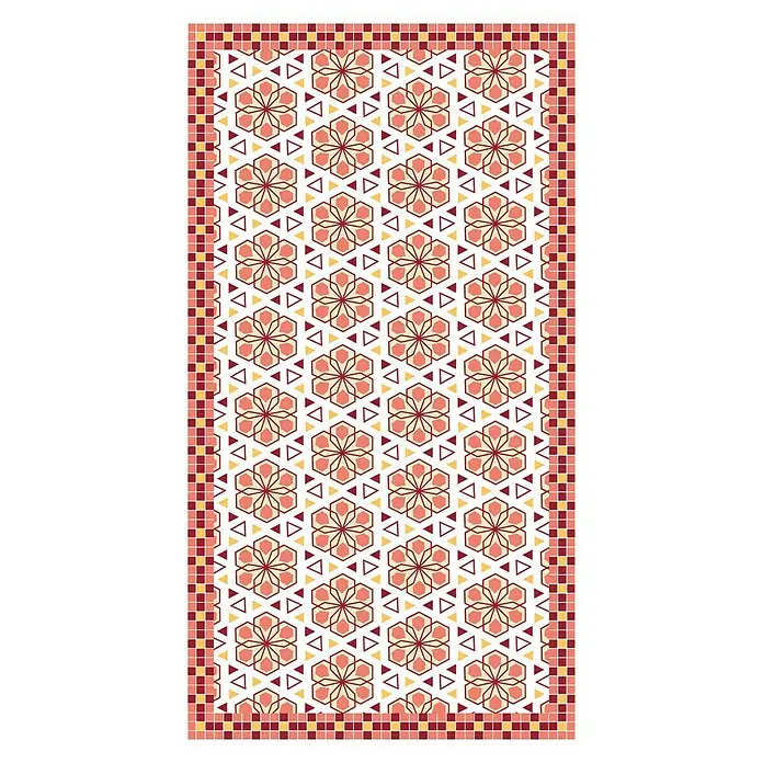 Vénilia Vinylteppich Venisol - Mosaik, Rot/Beige, 120 x 65 cm - Ansicht von oben