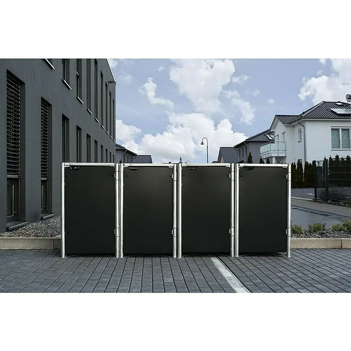 Hide Mülltonnenbox - 63,4 x 241,6 x 115,2 cm, Schwarz - Stimmungsaufnahme