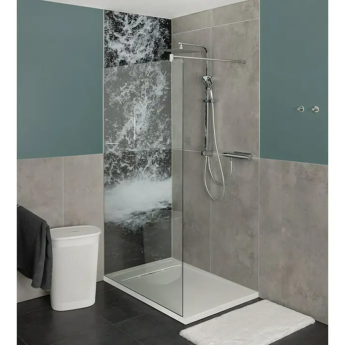 Tuš kada New York - D x Š: 120 x 80 cm, Kompozitni materijal, Bijele boje - Živopisni prikaz