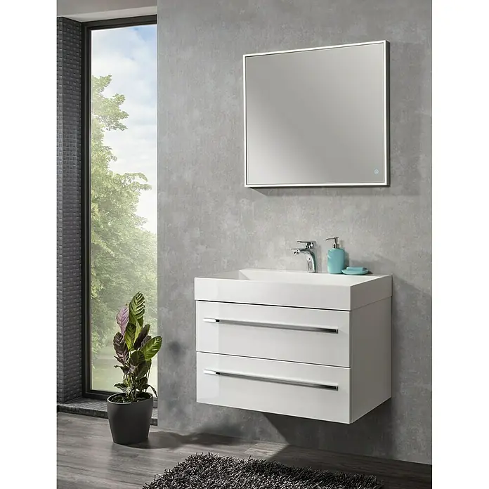 Camargue LED-Lichtspiegel Frame - Mit eckigen Kanten, 80 x 68 cm, Berührungssensor - Stimmungsaufnahme