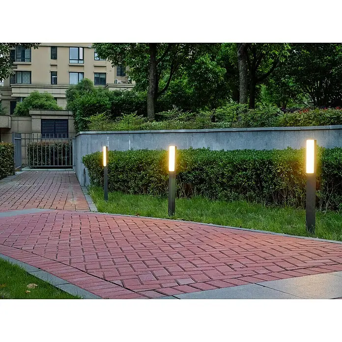 Starlux LED-Sockelleuchte Laholm - L x B x H: 7 x 5,2 x 90 cm, Dunkelgrau, 8 W - Stimmungsaufnahme