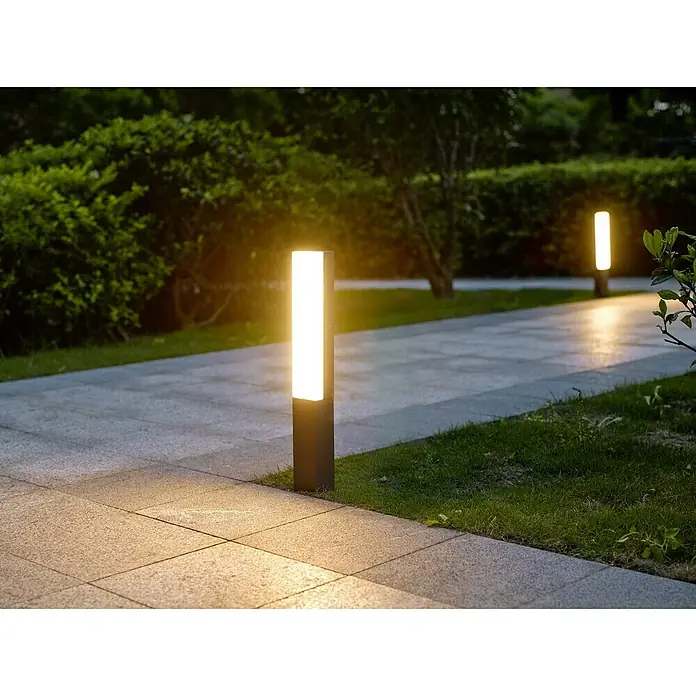 Starlux LED-Außensockelleuchte Laholm - L x B x H: 7 x 5,2 x 50 cm, Dunkelgrau, 8 W - Stimmungsaufnahme