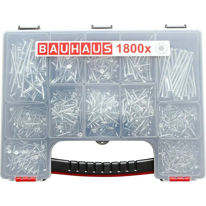 BAUHAUS Mehrzweckschrauben-Sortiment - TX für TORX-Antriebe, 1.800 -tlg. - Vorderansicht