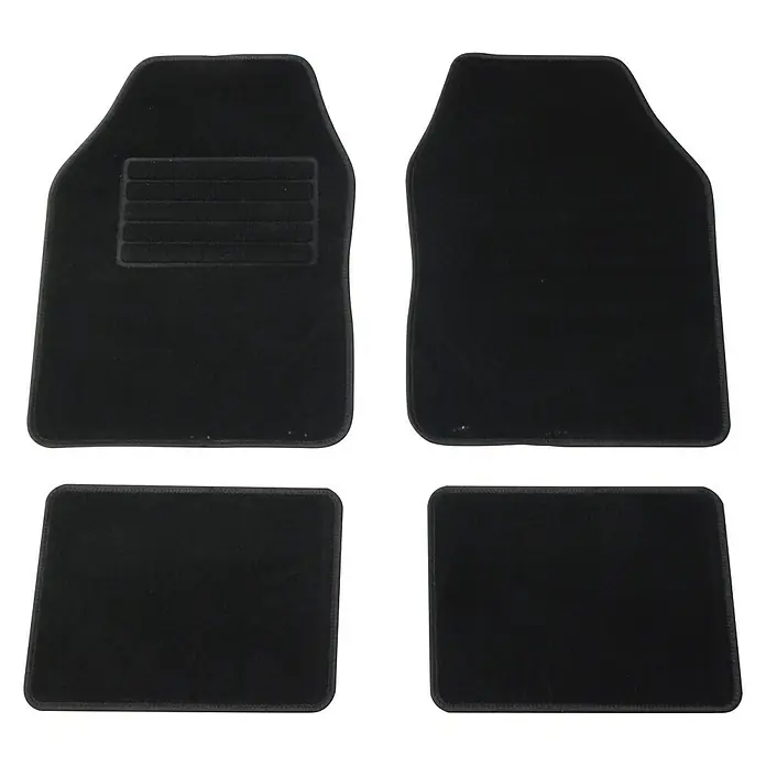 Carpoint Set automatten Universeel Malibu Zwart - Materiaal: Textiel, Kleur: Zwart, Inhoud: 4-delig - Top-down weergave