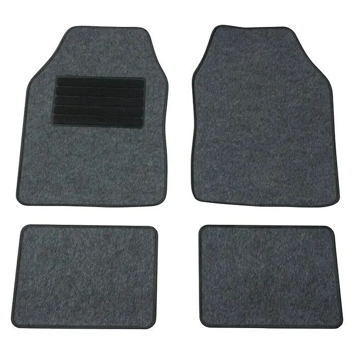 Carpoint Set automatten Uni Malibu Grijs - Materiaal: Textiel, Kleur: Grijs, Inhoud: 4-delig - Top-down weergave