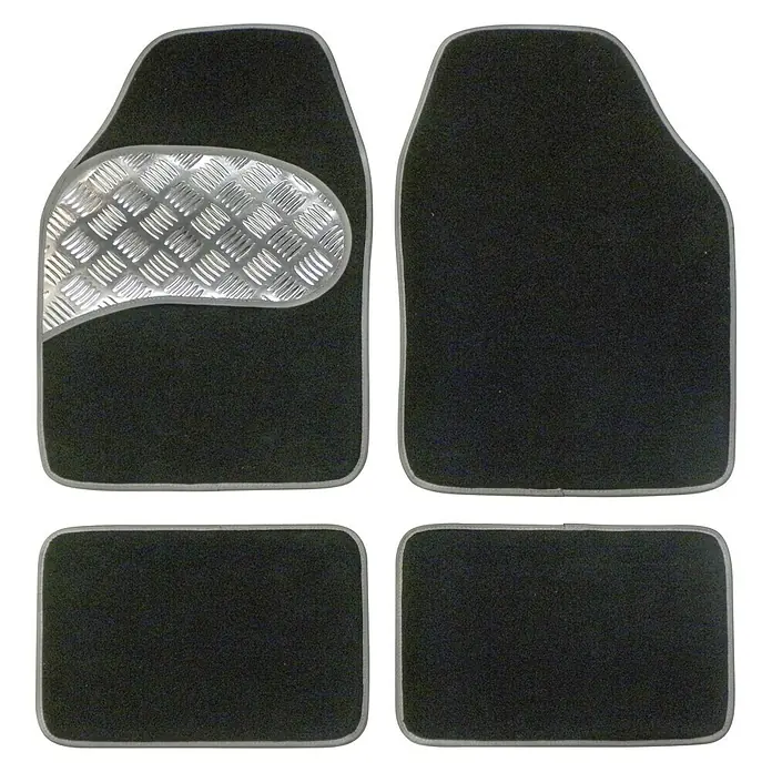 Carpoint Set automatten Sportivo Zilver - Materiaal: Polyester, Kleur: Zwart, Inhoud: 4-delig - Top-down weergave