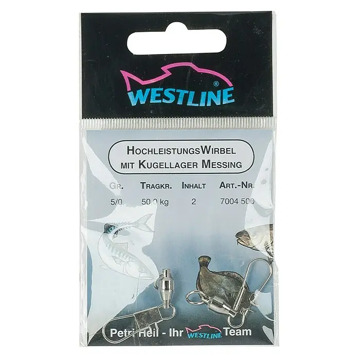 Westline Hoogwaardige wartel met messing kogellager - 1/0, Draagvermogen: 18 kg - Vooraanzicht