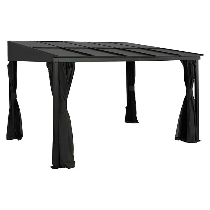 Sojag Terrassenüberdachung St. Barth 10x14 - L x T: 296 x 296 cm, Anthrazit - Diagonale Ansicht