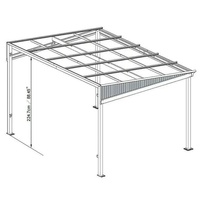 Sojag Terrassenüberdachung St. Barth 10x14 - L x T: 296 x 296 cm, Anthrazit - Skizze