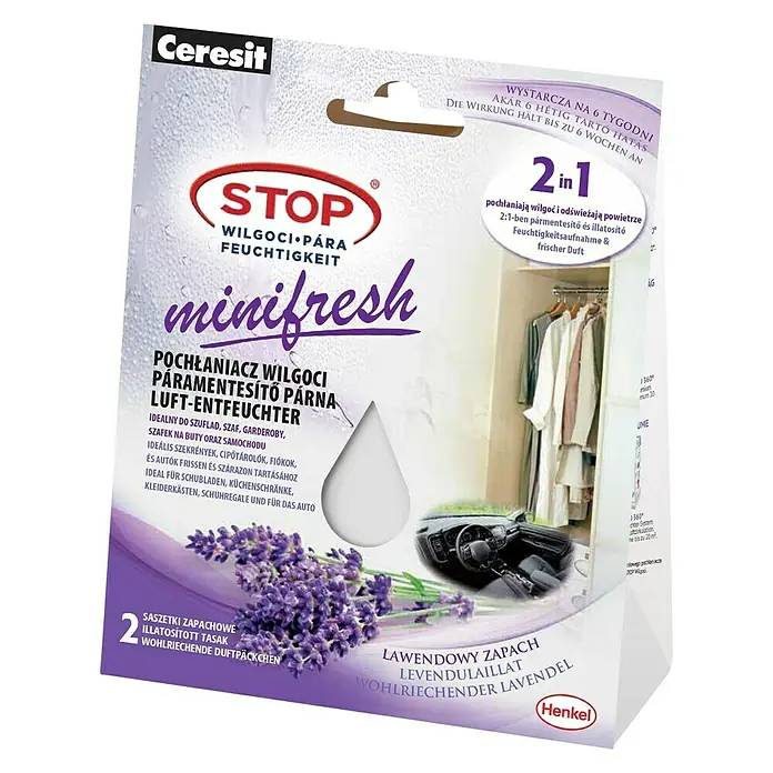 Ceresit Luftentfeuchter Minifresh - Lavendel, Inhalt: 2 Stk. x 50 g - Vorderansicht