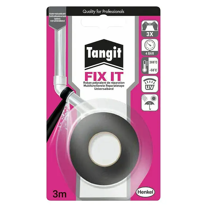 Tangit Abdichtungsband Fix-It Tape - L x B: 3 m x 2,5 cm, Schwarz - Vorderansicht