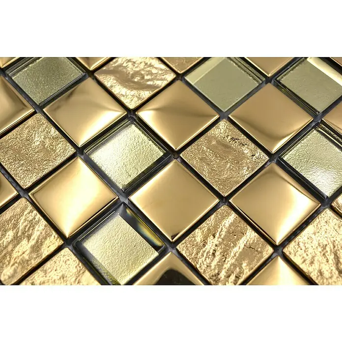 Mosaikfliese Quadrat Crystal XCM 32G03 - 30 x 30 cm, Gold, Glänzend - Detailaufnahme