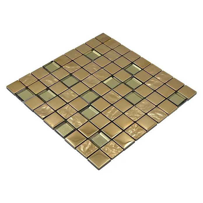 Mosaikfliese Quadrat Crystal XCM 32G03 - 30 x 30 cm, Gold, Glänzend - Diagonale Ansicht