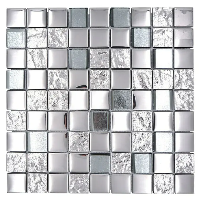 Mosaikfliese Quadrat Crystal XCM 32SB5 - 30 x 30 cm, Silber Metallic, Glänzend - Ansicht von oben