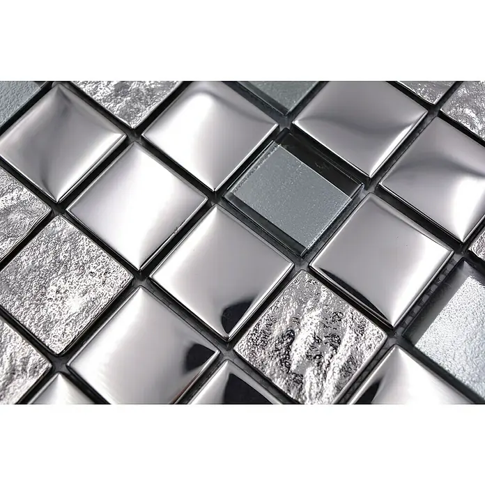Mosaikfliese Quadrat Crystal XCM 32SB5 - 30 x 30 cm, Silber Metallic, Glänzend - Detailaufnahme