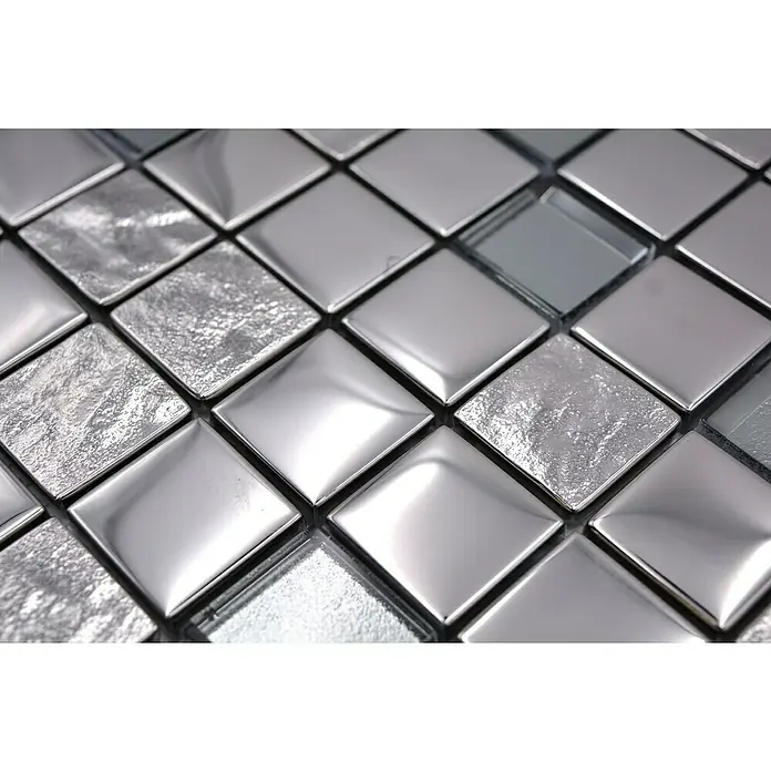 Mozaïektegel Vierkant Crystal XCM 32SB5 - 30 x 30 cm, Zilver Metallic, Glanzend - Close-up