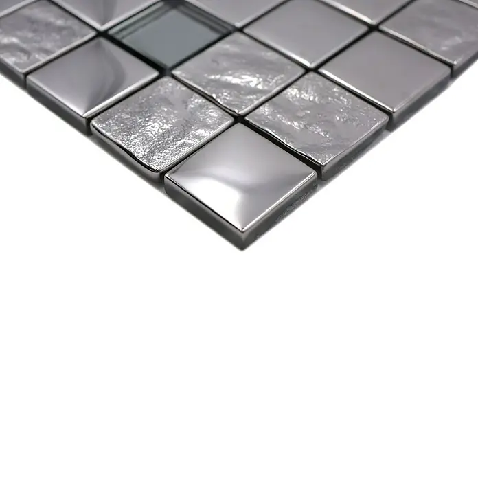 Mosaikfliese Quadrat Crystal XCM 32SB5 - 30 x 30 cm, Silber Metallic, Glänzend - Detailaufnahme