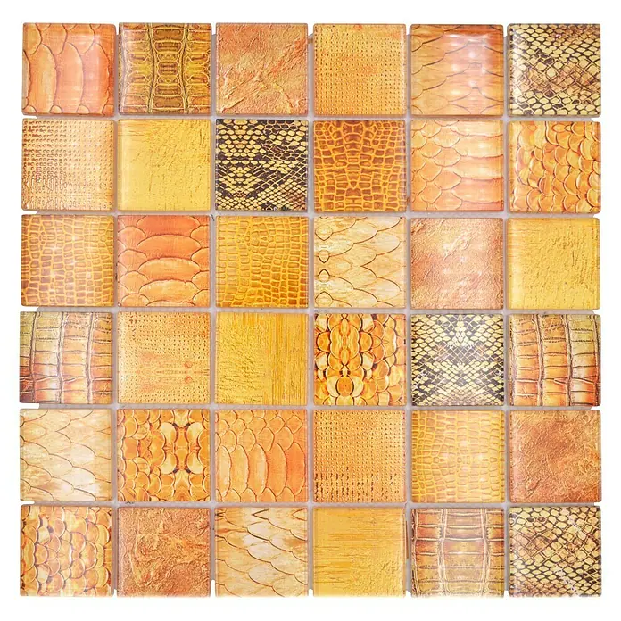 Mosaikfliese Wildlife - 29,8 x 29,8 cm, Orange, Glänzend - Ansicht von oben
