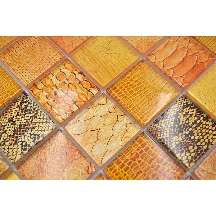 Mosaikfliese Wildlife - 29,8 x 29,8 cm, Orange, Glänzend - Detailaufnahme