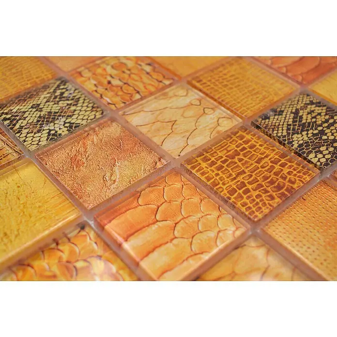 Mozaïektegel Crystal Wildlife XCM WL48 - 29,8 x 29,8 cm, Oranje, Glanzend - Close-up