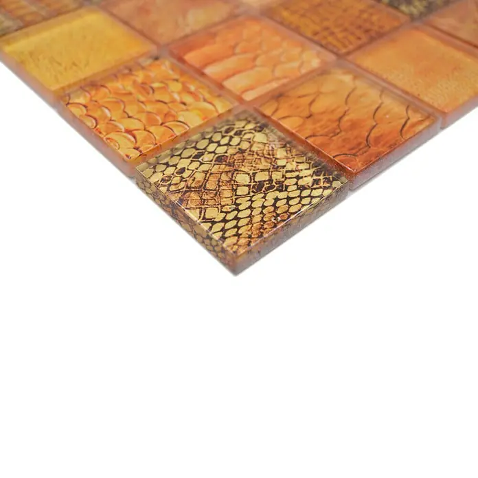 Mosaikfliese Wildlife - 29,8 x 29,8 cm, Orange, Glänzend - Detailaufnahme
