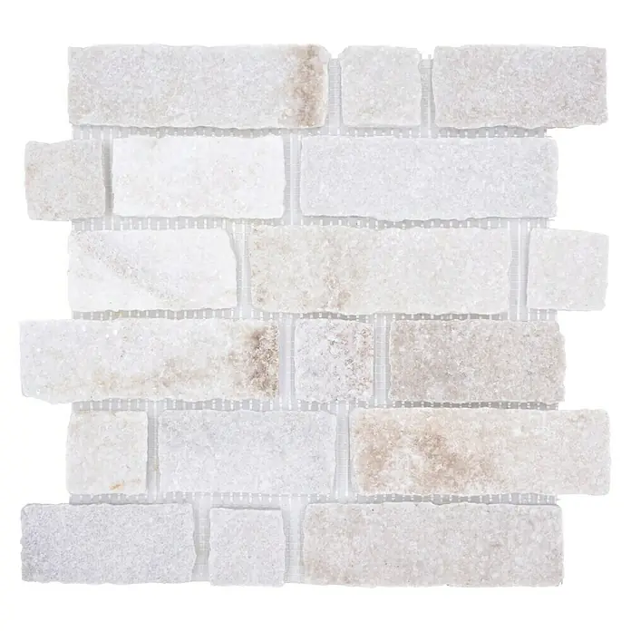 Mosaikfliese Brick Split Face - 30,5 x 30,5 cm, Beige, Matt - Vorderansicht