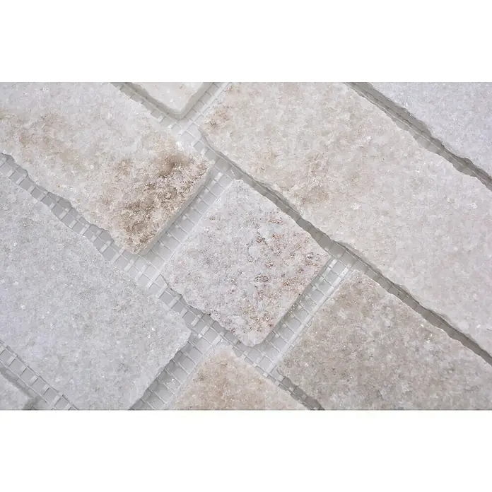 Mosaikfliese Brick Split Face - 30,5 x 30,5 cm, Beige, Matt - Detailaufnahme