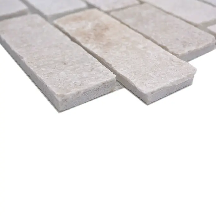 Mosaikfliese Brick Split Face - 30,5 x 30,5 cm, Beige, Matt - Detailaufnahme