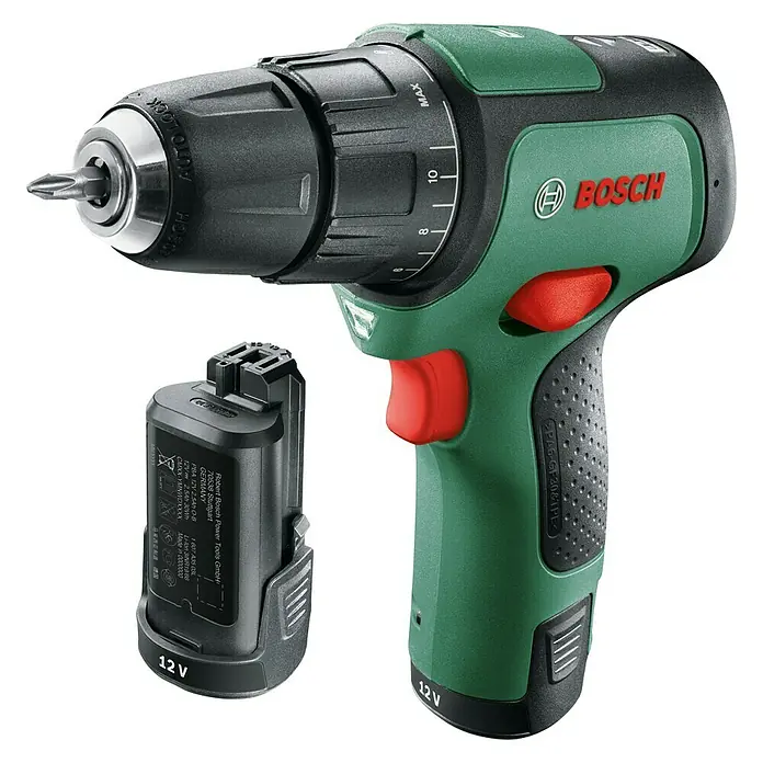 Bosch Akku-Schlagbohrschrauber EasyImpact 12 - 12 V, 2 Akkus, 2 Ah, Leerlaufdrehzahl: 0 U/min - 1.300 U/min - Diagonale Ansicht