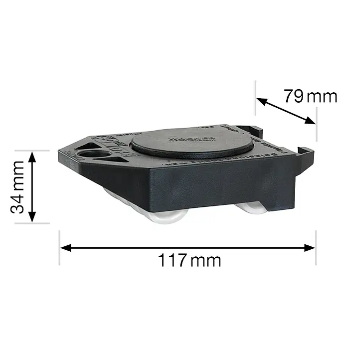 Stabilit Transportni podložak sa kotačićima - D x Š x V: 11,7 x 7,9 x 3,4 cm, Nosivost: 150 kg - Skica